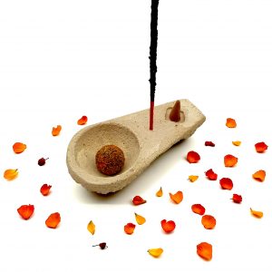 Brûleur d’encens en ciment - jaune pastel - Sagrada Madre