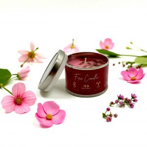 Bougie 4 éléments : le Feu – Rose & Jaspe rouge