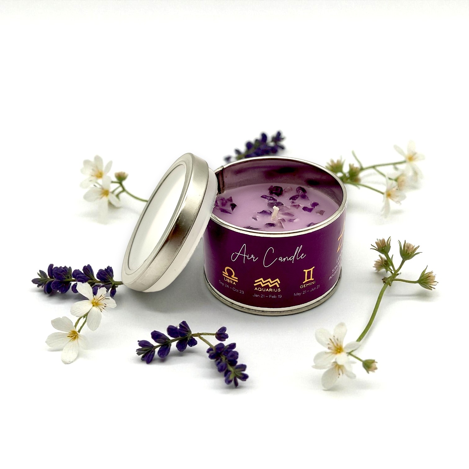 Bougie 4 éléments : l'Air – Lavande & Améthyste
