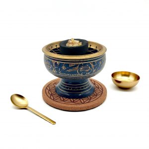 Brûleur d’encens en laiton Bleu
