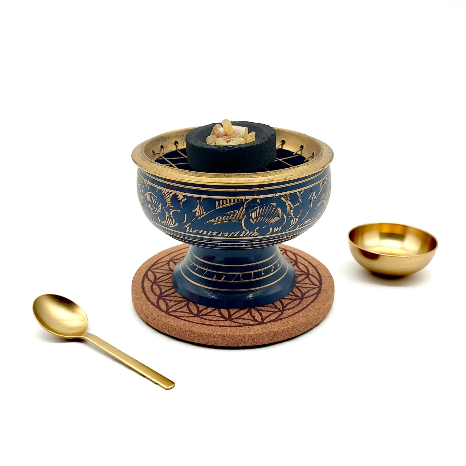 Brûleur d’encens en laiton Bleu